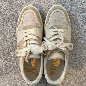Sam Edelman Beige and Cream Casual Sneakers